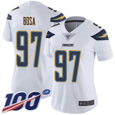 Los Angeles Chargers NFL Football Joey Bosa White Jersey Women Limited  #97 Road 100th Season Vapor Untouchable